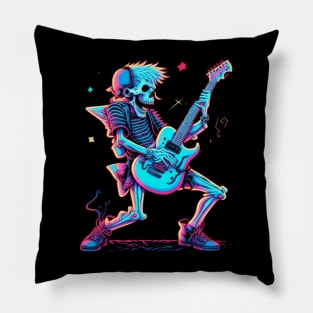 Skeleton Rock and Roll Concert Guitarist Pillow