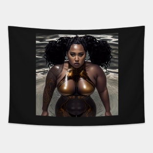 Summer Vibes, Curvy Summer, Curvy and Beautiful Superwoman, Swimmer Athlete. Female are strong. Sticker Tapestry