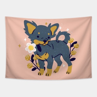 Chihuahua holding a flower Tapestry