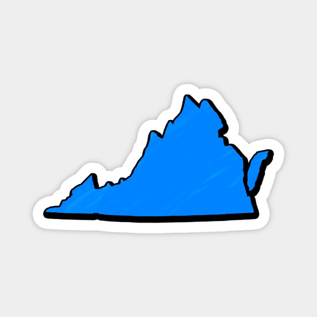 Bright Blue Virginia Outline Magnet by Mookle