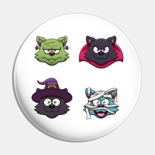 Halloween Black Cat Faces Pin