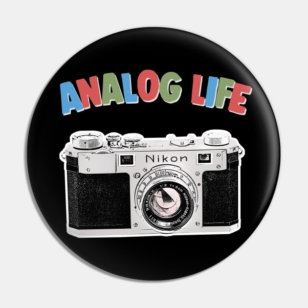 Analog Life / Camera Geek Gift Design Pin by DankFutura