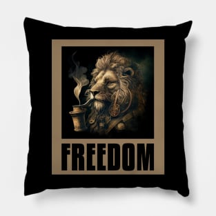 Lion Smoking Pipe Freedom Pillow