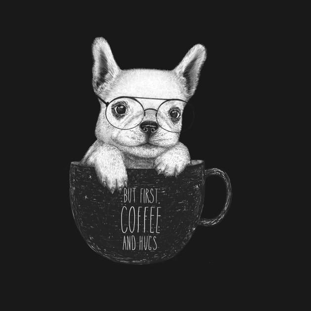 Pug with coffee by kodamorkovkart