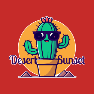 Desert sunset cute cactus T-Shirt