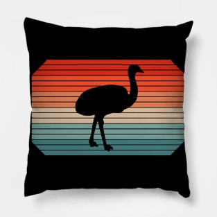 Retro emu motif story flightless bird animals rhea Pillow