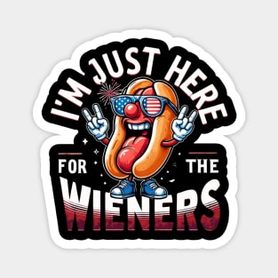 I'm Just Here For The Wieners 4th of July Patriotic Hot Dog Magnet