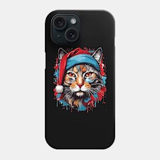 Cat Christmas with Santa Hat Phone Case