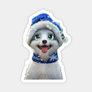 Cute anime dog with beanie Magnet