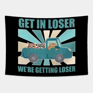 Get In Loser We're Getting Tacos ~ Cats Cartoon Tapestry