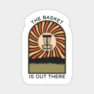 The Basket Is Out There | Disc Golf Vintage Retro Arch Mountains Magnet