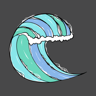 Design of wave ocean blue T-Shirt