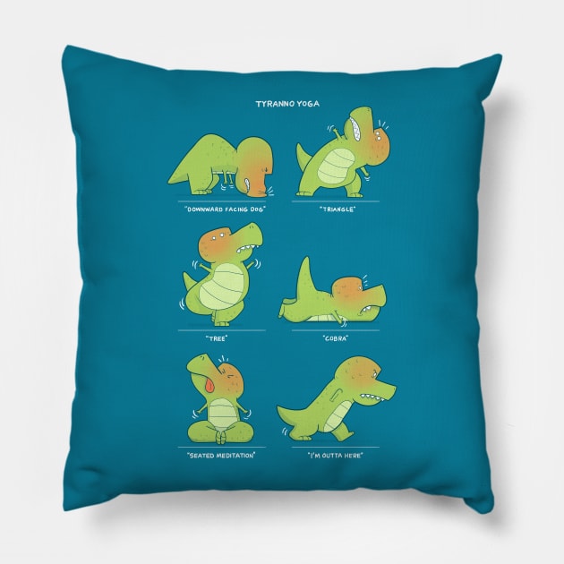 T-Rex tries Yoga Pillow by Queenmob