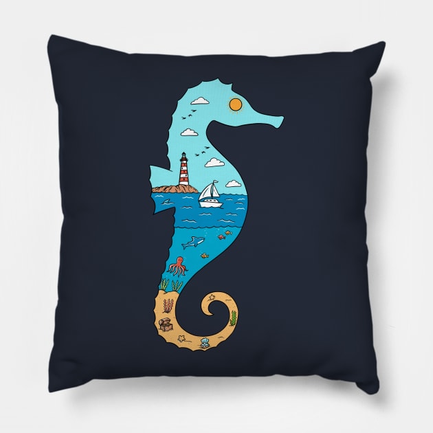 Seahorse Nature Pillow by coffeeman