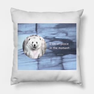 I am at leace in the moment mantra spirit bear Pillow