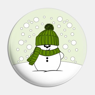 Cheeky Christmas Snowman with a Green Hat Pin