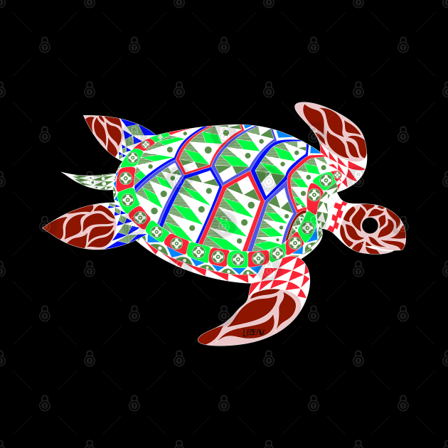 black jade mexican caribbean carey turtle tortoise in ecopop floral wallpaper by jorge_lebeau