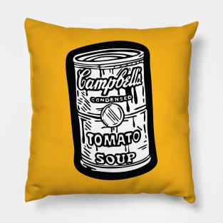 Campbell's black and white Tomato Soup can illustration Pillow