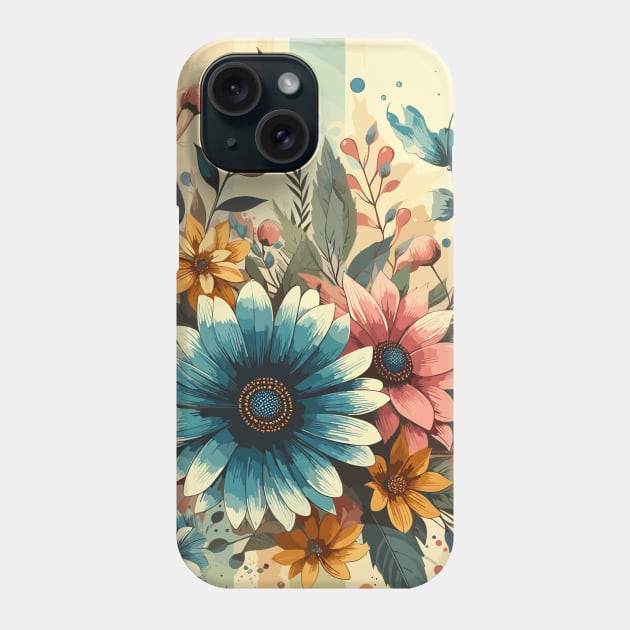 Retro Floral Phone Case by Siha Arts