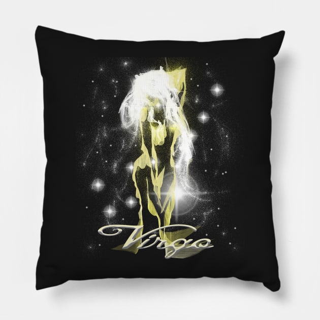 Virgo Astrology Artwork of a Woman Pillow by starchildsdesigns