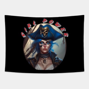 Girl power, blue eyed and blue haired pirate wench Tapestry