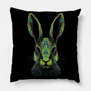 Colorful Psychedelic Easter Bunny Painting - Vibrant Easter Art Pillow