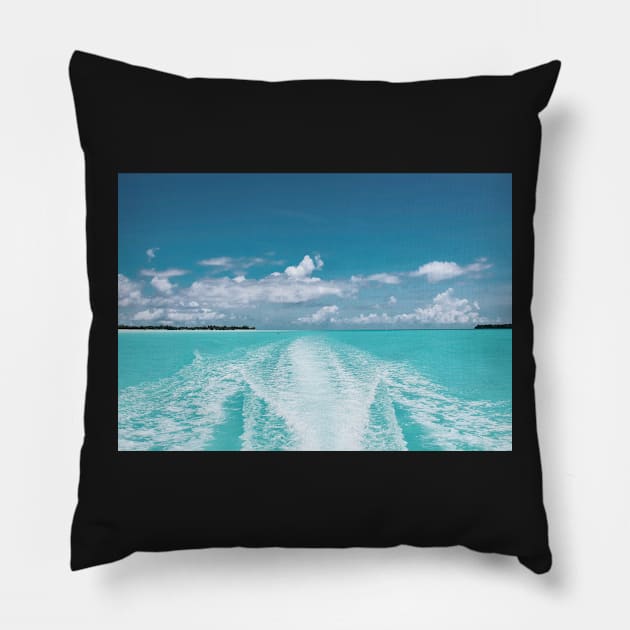 BLUE OCEAN ISLAND HOPPING DESIGN Pillow by SERENDIPITEE