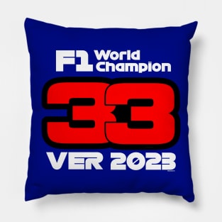 Max Verstappen 2023 F1 Champion White Text Pillow