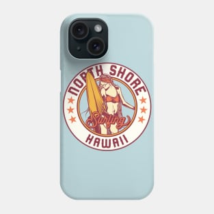 Vintage Surfing Badge for North Shore, Hawaii Phone Case