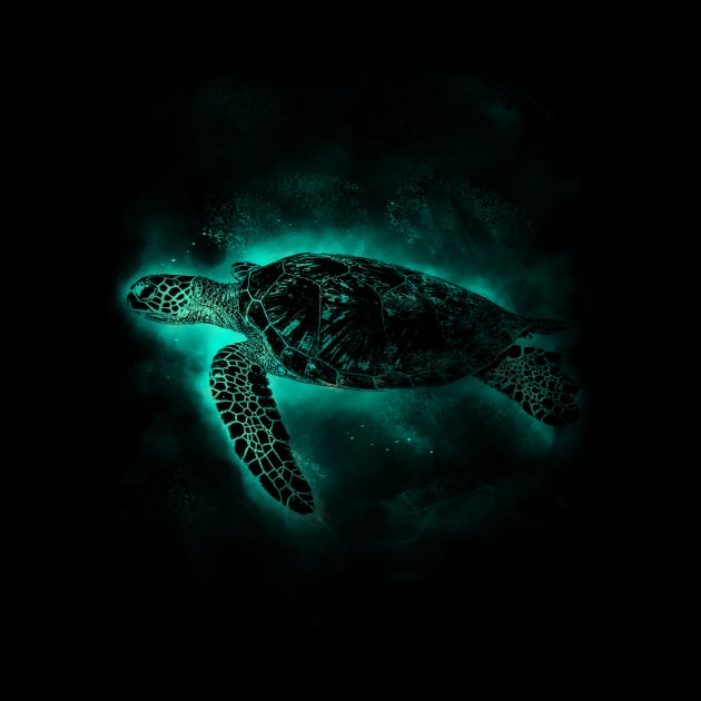 Ocean Turtle - Swimming Blue Marine Sea Reptile by Area31Studios