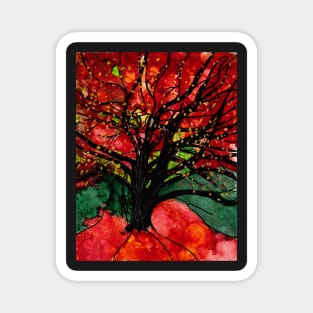 Blazing Red Orange Autumn Tree Magnet