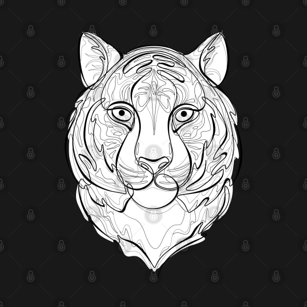 Continuous Line Tiger Portrait. 2022 New Year Symbol by Chinese Horoscope by lissantee