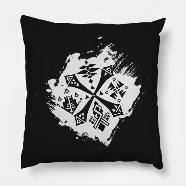 Guild Hunters Crest Splash WHITE Pillow by MinosArt