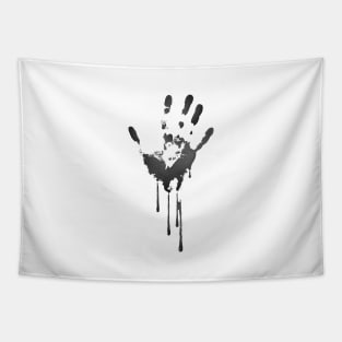 Image: Bloody hand print (grey) Tapestry