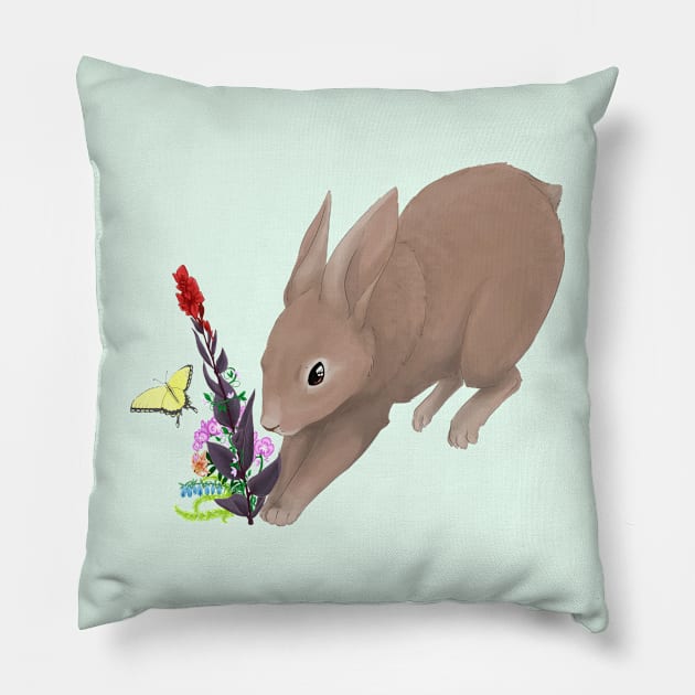 Bunny Hopping into Spring Pillow by LooTheLoon