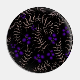 Watercolor Bronze Leaves and Purple Berries Pattern Pin