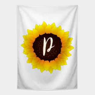 Floral Monogram P Bright Yellow Sunflower Tapestry