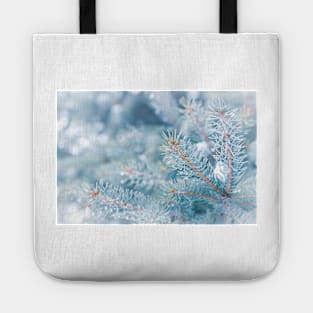 Snowy Winter Evergreen Forest Branches Tote