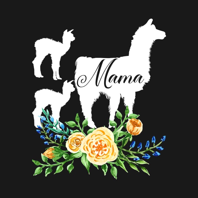 Mama Llama Floral Mom Of Two Flower Alpaca Llamas Lover by JaydeMargulies