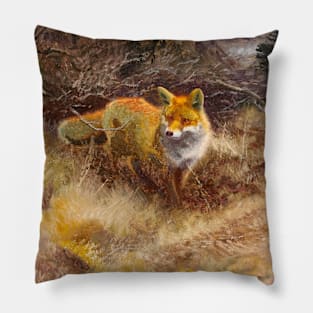 Fox and Landscape by Bruno Liljefors Pillow