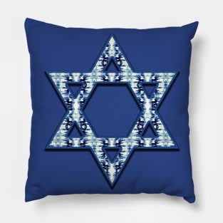 Tie Dye Blues Star of David Pillow