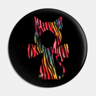 Rainbow Tiger Cat Ankh Pin