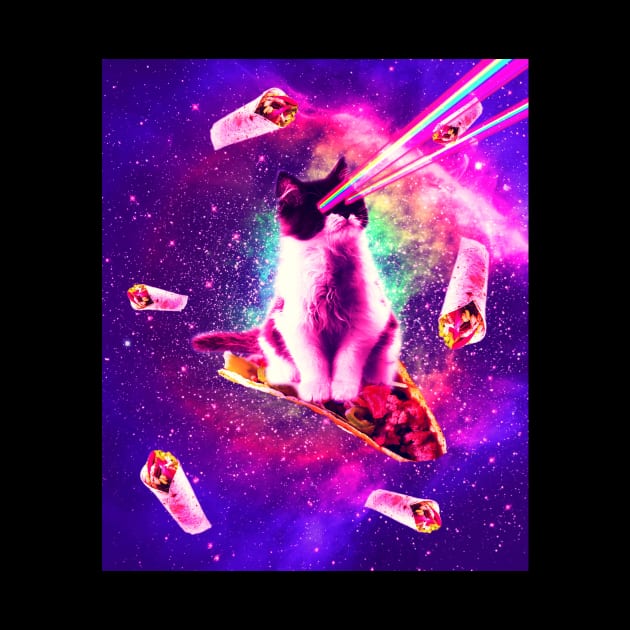 Outer Space Taco Cat - Rainbow Laser Eyes, Burrito by Random Galaxy