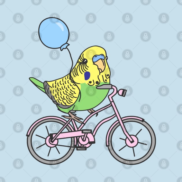 green budgie on a bike by FandomizedRose