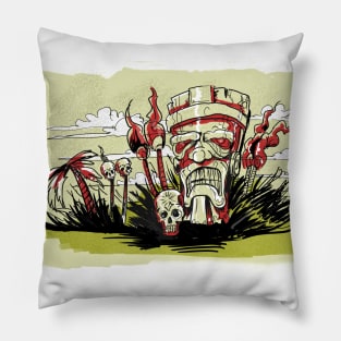 Olcano volcano opaque tiki postcard Pillow