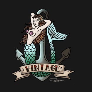 Retro Mermaid Tattoo Art T-Shirt