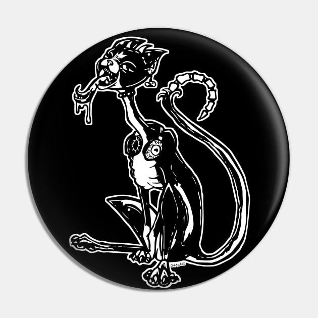 Black and White Demon Cat Pin by Jan Grackle