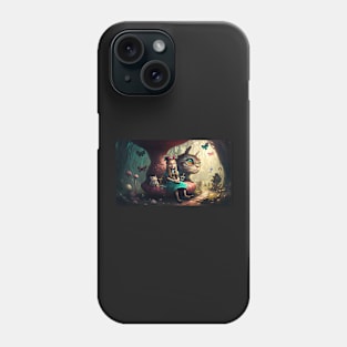 Alice in Wonderland. "Tea Party with the Mad Hatter and the Cheshire Cat" Phone Case