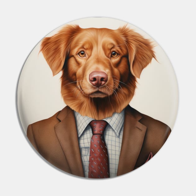 Nova Scotia Duck Tolling Retriever Dog in Suit Pin by Merchgard