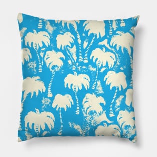 Blue Aloha Palm Trees Pillow